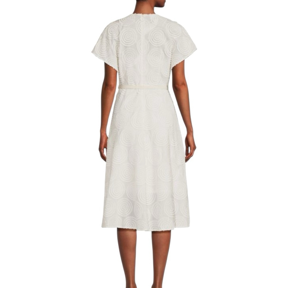 Akris Punto Cream Circle Loop Embroidery Dress Size 6 ** no belt - Picture 3 of 9